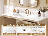 36-Inch Wall-Mounted Bathroom Vanity with Ceramic Sink, Soft-Close Doors Drawers, MDF N729P517638N