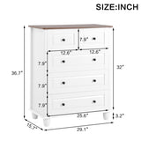 White Dresser with 5 Drawers, Tall Chest of Drawers, 5 Drawer Dresser with Deep Space, Wood Storage W1157P307950