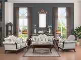 Gloria Traditional Style button tufted Loveseat Ivory B009139092