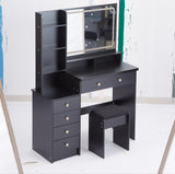 41" Large Size Left Bedside Cabinet Vanity TableCushioned Stool, Extra Large Touch Control LED W3258P296780