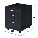Rectangular Mobile Cabinet with 3 Drawers, Black and Chrome B016P325920