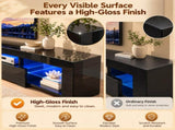 High Gloss TV Stand with RGB LED Lights, 61.4" x 13.8" x 15.7", MDF UV 13779734