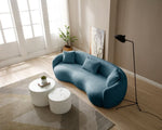 ZUN 93.6inch Modern Curved Sofa, Boucle Fabric Couch for Bedroom, Office, Apartment Blue W876P194998