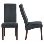 ZUN Dark Grey Linen Upholstered Dining Chair High Back, Armless Accent Chair with Wood Legs, Set Of 2 W1516P182405