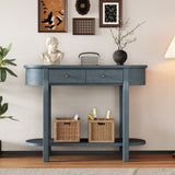 Elegant Retro Console Table with Curved Design and Smooth Glaze for Entryways, Living Rooms and 98080815