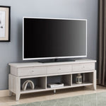 ZUN Modern TV Stand with Three Open Shelves and Three Drawers - White B107131393