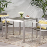 ZUN Outdoor Dining Table - Anodized Aluminum - Wicker Table Top - Square - Silver and Gray - 35" 64420.00