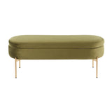 Chloe Contemporary/Glam Storage Bench in Gold Metal and Green Velvet by LumiSource B202P223454