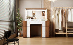 ZUN 44.4" Elegant Vanity Table with Large Lighted Mirror & Power Outlet, Dressing Table with 7 Drawers & N704P210492K