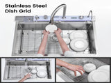 Pull-out Faucet Single Bowl Sink Kitchen Vegetable Sink 304 33"x22" Whale Waterfall Sink Stainless 10346194
