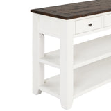48'' Solid Pine Wood Top Console Table, Modern Entryway Sofa Side Table with 3 Storage Drawers and 2 W120246668