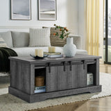 41.3 Inch Coffee Table Storage and Sliding Wood Door, Farmhouse and Industrial Cocktail Table 70563539