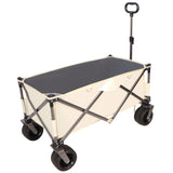 ZUN Folding Wagon, Heavy Duty Utility Beach Wagon Cart for Sand with Big Wheels, Adjustable Handle&Drink W321P163961