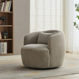 34.25 "Wide Upholstered Corduroy 360&deg Swivel Barrel Soft Accent Chair with Pillow, Circular Reading W3118P253971