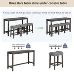 ZUN 4 Piece Bar Table Set with Power Outlet,Bar Table Set with Chairs,Sofa Bar Table with Stools,Behind W1998P193827