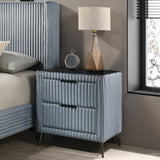Mavela Wide Wale Corduroy Upholstery Nightstand, Blue T2574P243652