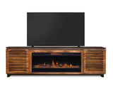86 inch Fireplace TV Stand Console for TVs up to 100 inches, Minimal Assembly, Black with Bourbon B108P160228