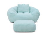 Giant Bean Bag Chair withFootstool, Oversized Bean Bag for Adults and Kids, Faux Fur Shell-Shaped W2677P306795