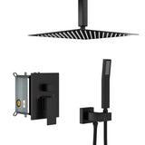 Dual Shower Head - 10 Inch Ceiling Mount Square Shower System with Rough-in Valve,Matte black W124381745