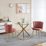 ZUN Modern PINK dining chair with iron tube golden color legs, velvet and comfortable W234P256810