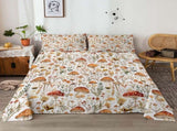 4pcs cute mushroom flat sheet Red Mushroom fitted sheet set The world of 40711411