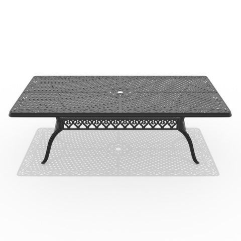 ZUN L82.68*W41.34-inch Cast Aluminum Patio Dining Table with Black Frame and Umbrella Hole W1710P166020