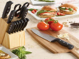 22-Piece Never Needs Sharpening Stainless Steel Knife Set with Tool Set Black 21185504