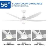 ZUN 56 In Intergrated LED Ceiling Fan Lighting with White ABS Blade W136755949