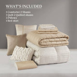 10 PCS Queen Luxury Jacquard Comforter Set Ivory B035P319216