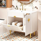 36" Bathroom Vanity with Resin Basin Sink, Modern Bathroom Sink Cabinet, Storage Cabinet with N710P265934K