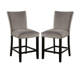 ZUN Attractive Set of 2pc Counter Height Chairs Dining Room Furniture Gray Flannelette Seat Nailhead B011P246278