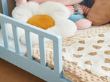 Blue painted pine wood toddler bed with side rails, 135*75*62.5cm, single layer bed for children 23050956