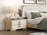 Contemporary Natural and White Finish 2-Drawer Storage Nightstand Wooden Bedroom Furniture 1pc B011P317207