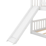 ZUN Twin over Twin Bunk Bed with Convertible Slide and Ladder, White 08746081