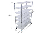 7 Tier Metal Wire Shelving Unit, 2450lbs Heavy Duty Adjustable Storage Rack with Wheels & 34409341