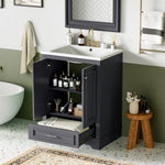 ZUN 24'' Bathroom Vanity with Ceramic Sink Combo, Modern Freestanding Storage Cabinet with Silver N710P194893C