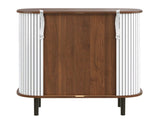28" Fluted Wine Bar Cabinet with 8-Grid Wine Rack, 5-Level Adjustable Shelves, 2 Glass Holders, 96749371