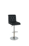 ZUN Adjustable Bar stool Gas lift Chair Black Faux Leather Tufted Chrome Base Modern Set of 2 Chairs HS00F1644-ID-AHD