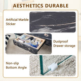 43.3 Inch Modern Two-Tier Coffee Table - Clear Tempered Glass and Black Marble Texture, W1151P232637