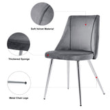 Modern Grey Velvet Dining Chairs , Fabric Accent Upholstered Chairs Side Chair with chrome Legs for W210127132