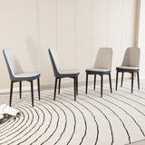 47-63" expandable circular dining tables , equipped with 4 PU fabric thick cushioned dining chairs 75433571