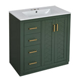 30'' Bathroom with Ceramic Sink Combo,Solid Wood Frame Bathroom Storage Cabinet, Freestanding N710P191970F