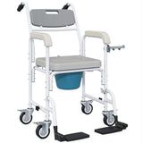 Gray Shower Commode Wheelchair, Seniors Bedside Commode Chai 84628488