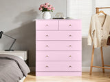 25.98"*15.75"*43.7" 5-Tier 6-Drawer Cabinet Drawer Dresser with Gold Handles Macaron Pink 89911285