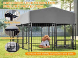 Dog Kennel Outdoor with Roof, 4.23'x7.81'x4.83' Welded Wire Enclosure, Heavy Duty Dog Crate with 76997181