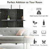 Foldable Room Screen with Storage Shelves - 106.5"x71" Max Size, Hand-Woven Fiber & Poplar Wood 10322052