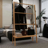 Bamboo Ladder Towel Rack with Storage Shelf 20210408
