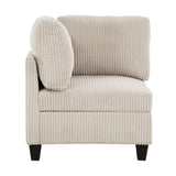 Modern Living Room Furniture Beige Corner Seat with Storage Corduroy Fabric Upholstery 1pc Modular B011P206263