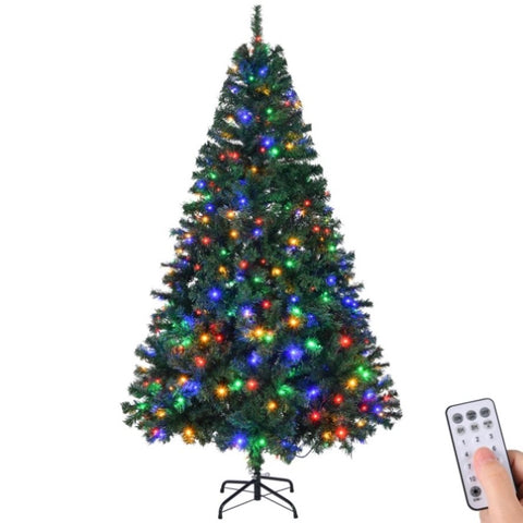 ZUN 6 FT Pre-lit Artificial Christmas Tree, Hinged Xmas Pine Tree with 1000 Branch Tips, 350 Lights and 25437080