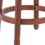Seat height 29.5'' Cow top Leather Wooden Bar Stools, 360 Degree Swivel Bar Height Chair with Backs W2195P268321